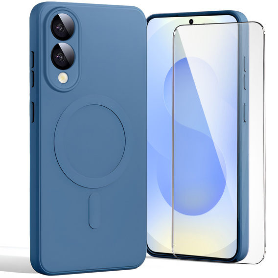 Case for Samsung Galaxy S25 Edge, Silicone Lite, blue + 9H glass