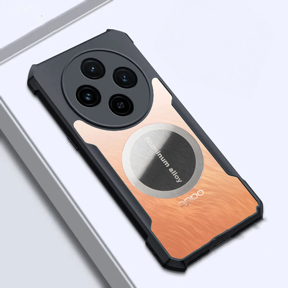 Case for Oppo Reno 12F / 12S, with magnetic sheet, transparent / black