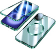Magnetic Dual Glass MagSafe case for iPhone 16, green