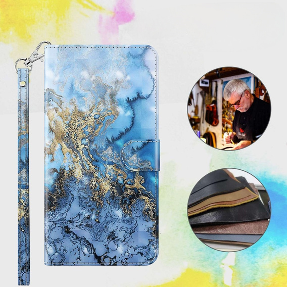Flip case for Samsung Galaxy A14 4G/5G, Wallet Marble, blue