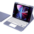 Case + keyboard iPad 10.2 2021 / 2020 / 2019 / Air 10.5 2019, Leather Pen Slot TouchPad, purple
