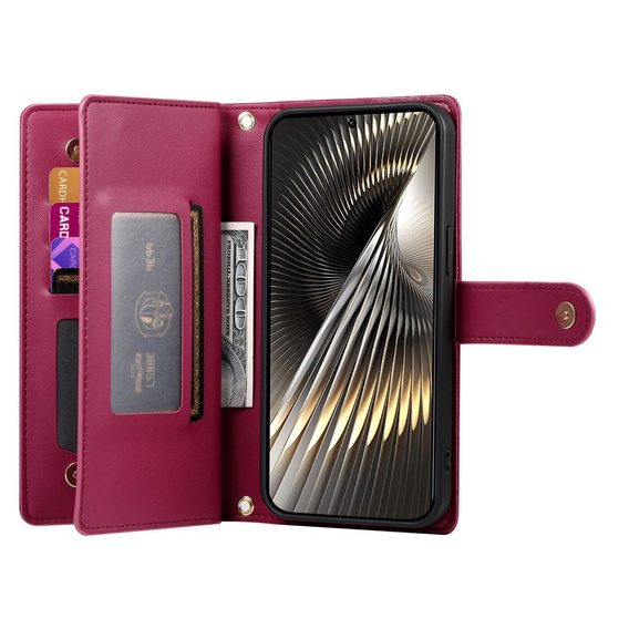Flip case for Xiaomi Poco X7 Pro 5G, Wallet Zipper Pocket, red