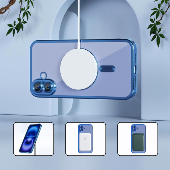 Case for iPhone 16 Plus, Electro MagSafe, blue + Screen Glass