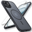 Case for iPhone 15, for MagSafe, ERBORD Matt Case, black + Screen Glass