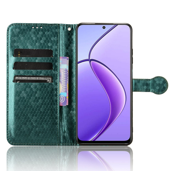 Flip case for Realme 12, Wallet Rhombus, green