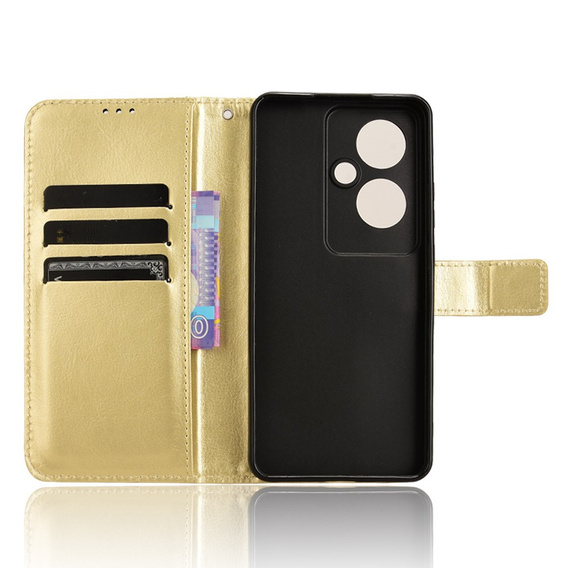 Flip case for Oppo Reno 11F 5G, Crazy Horse Wallet, gold