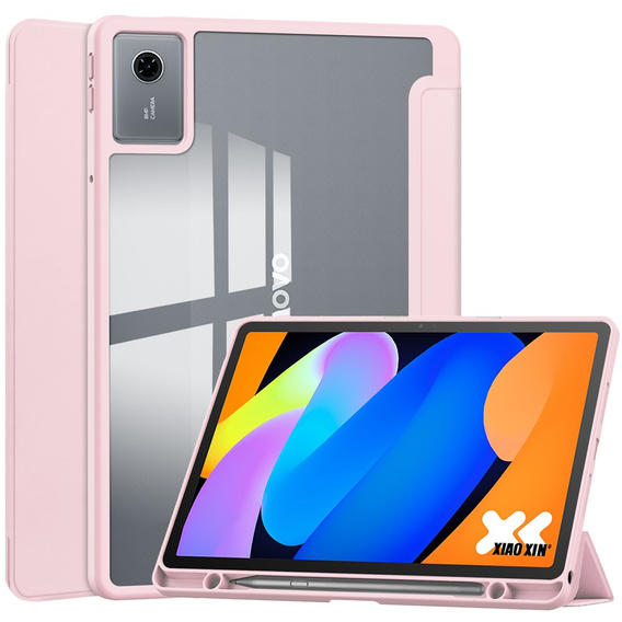 Case for Lenovo Idea Tab 11" 2025 TB336FU TB336ZU, with transparent back and stylus holder, pink