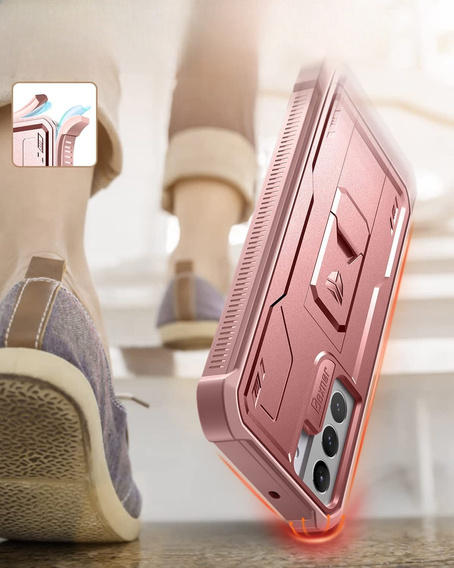 Armored case for Samsung Galaxy S22, Dexnor Full Body, pink rose gold