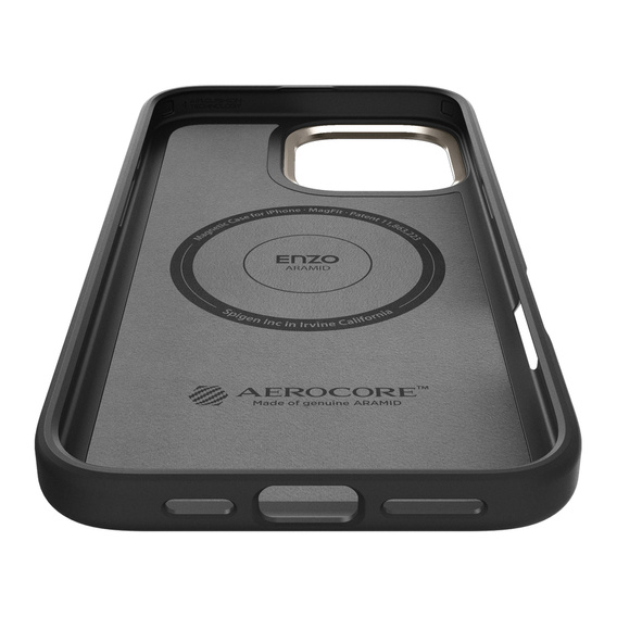 Spigen Case for iPhone 16 Pro Max, Enzo Aramid MagSafe, carbon black + 9H Tempered Glass