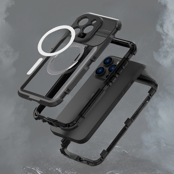 IP68 Waterproof Case for iPhone 14 Pro Max, SHELLBOX MagSafe, black