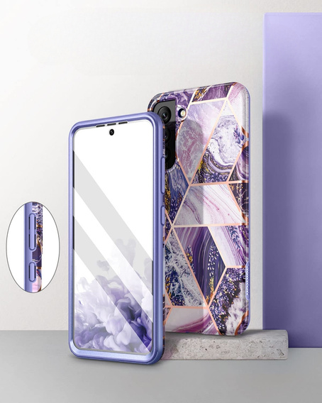 Case for Samsung Galaxy S22, Suritch Full Body Marble, purple