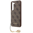 GUESS Case for Samsung Galaxy A55, 4G Charms Collection Hardcase, brown