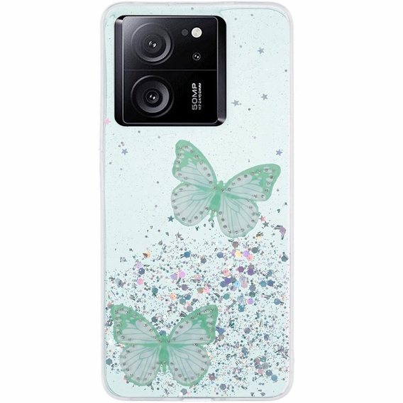Case for Xiaomi 13T / 13T Pro / Redmi K60 Ultra, Glitter Butterfly, green