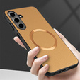 Case for Samsung Galaxy S24 FE, Leather Hybrid MagSafe, gold
