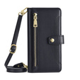 Flip case for iPhone 15 Pro, Wallet Zipper Pocket, black