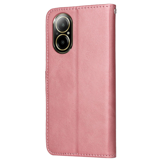 Flip case for Realme C67, Leather Wallet, pink rose gold