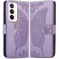 Flip case for Oppo Reno 12 Pro, Butterfly, purple