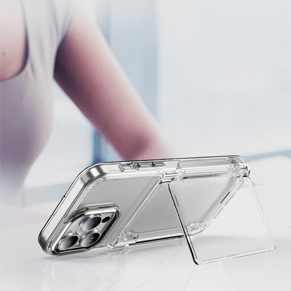 Case for iPhone 16 Pro Max, Card Holder Kickstand, transparent