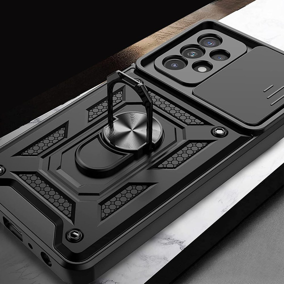 Armored case for Samsung Galaxy A13 4G, armored Slide Ring, black + 9H glass