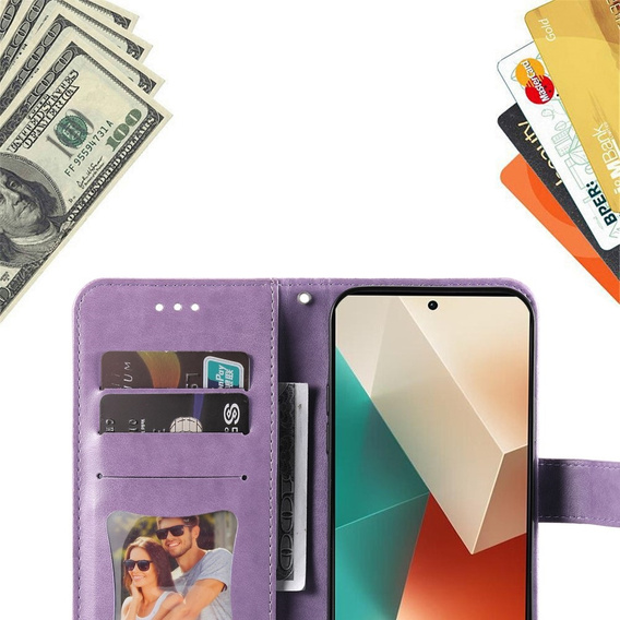 Flip case for Xiaomi Redmi Note 13 5G, Mandala, purple