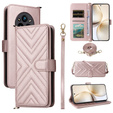 Crossbody Leather Wallet flip case for Realme 14 Pro+ 5G, pink rose gold