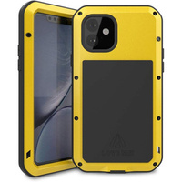 Love Mei Case for iPhone 11, armored with glass, yellow / black