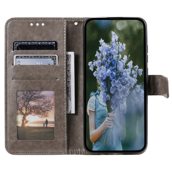 Flip case for Samsung Galaxy A15, Mandala Flower, blue + 9H glass