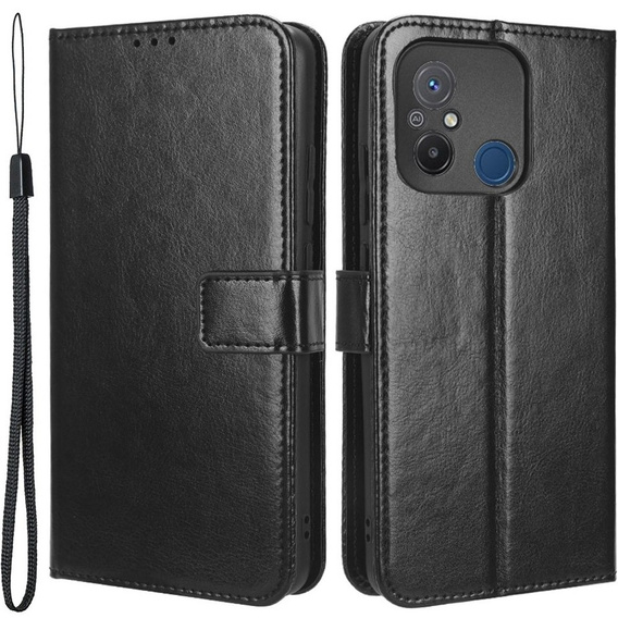 Flip case for Xiaomi Redmi 12C, Crazy Horse Wallet, black