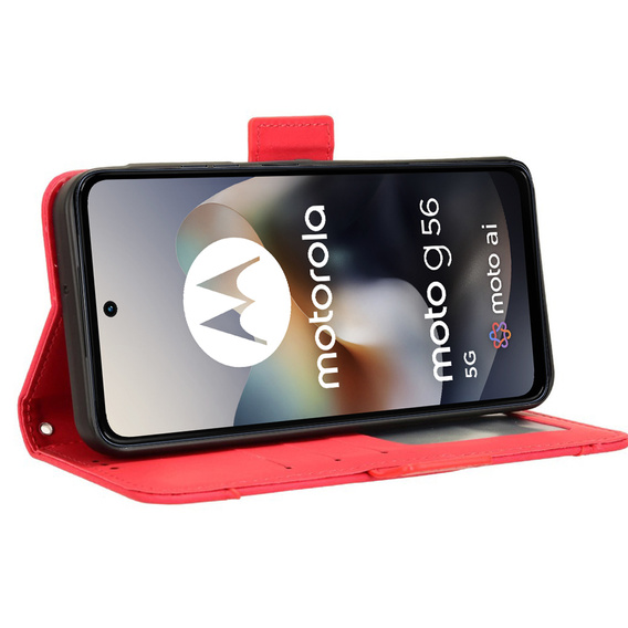 Flip case for Motorola Moto G56 5G, Card Slot, red
