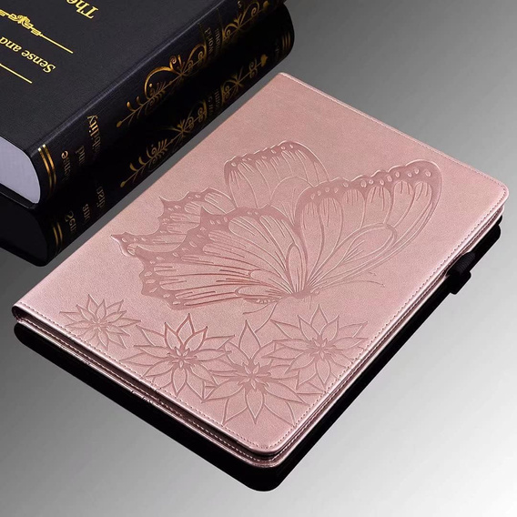 Case for Lenovo Tab M9, Wallet Pen Slot, butterflies, brown