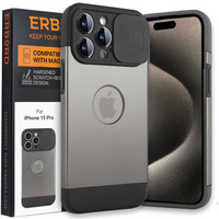 Case for iPhone 15 Pro, ERBORD MagProtect Slide Camera, titanium grey