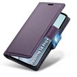Case for Realme 14 Pro+ 5G, ERBORD Glossy Litchi, wallet with flap, purple