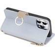 Flip case for iPhone 15 Pro Max, Wallet Zipper Pocket, with mirror, blue