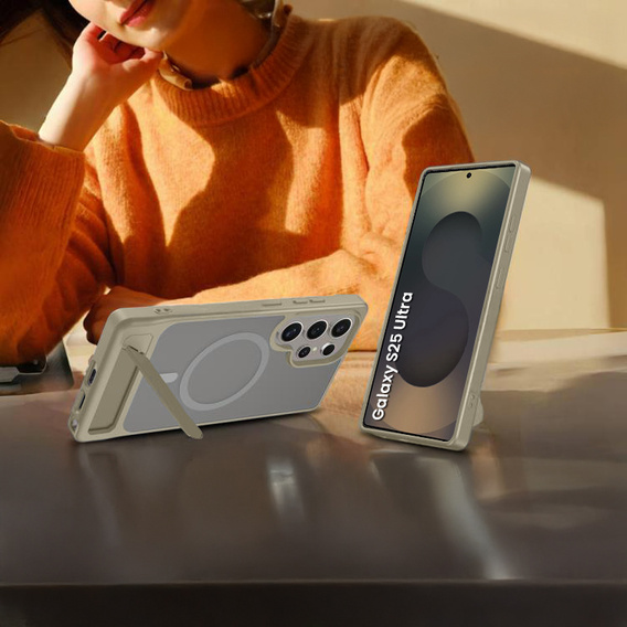 Case for Samsung Galaxy S25 Ultra, Kickstand Matt Case, for MagSafe, grey