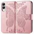 Flip case for Samsung Galaxy S25 Edge, Butterfly, pink rose gold