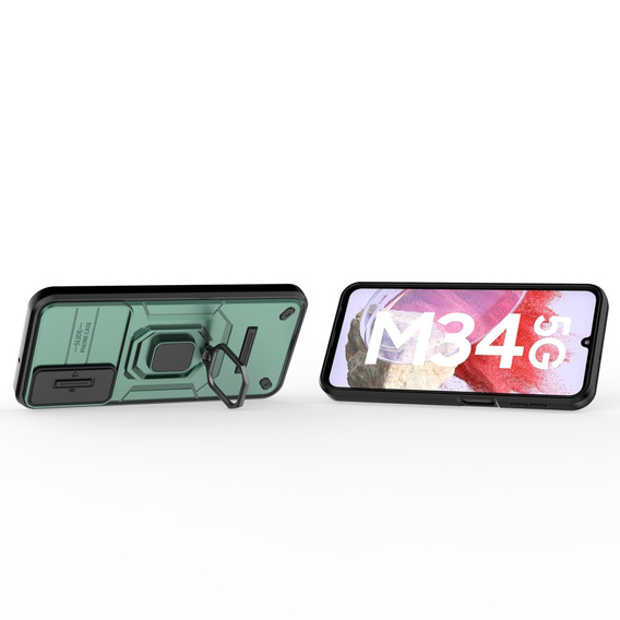 Case for Samsung Galaxy M34, KickStand Camera Lens, green