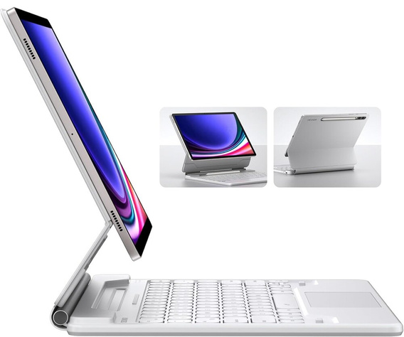 Keyboard case for Samsung Galaxy Tab S7+ / S7 FE / S9+ / S8+ / S9 FE+ / S10+, Dexnor Magnetic Keyboard Touchpad, white
