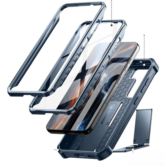 Armored case for Samsung Galaxy S23, Dexnor Full Body (Two Frames), dark blue