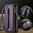 Case CASEME for Samsung Galaxy S24 FE, RFID Leather Wallet, with shoulder strap, purple