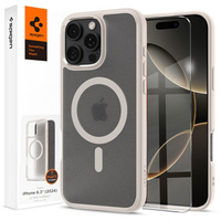 Spigen MagSafe Case for iPhone 16 Pro, Ultra Hybrid, transparent / titanium + 9H Tempered Glass