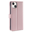 Flip case for iPhone 15, Wallet Zipper Pocket, pink