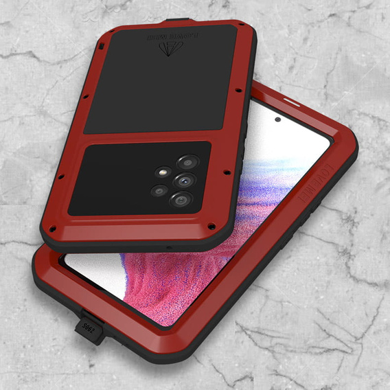 Love Mei Case for Samsung Galaxy A53 5G, armored with glass, red