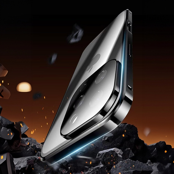 Case for iPhone 16 Pro, Magnetic Dual Glass, black
