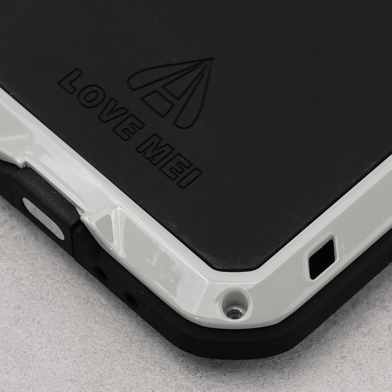 Love Mei Case for iPhone 14, armored with glass, silver