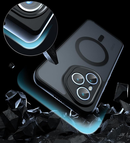 Case for Honor 400 Pro 5G, for MagSafe, ERBORD Matt Case, black + Screen Glass