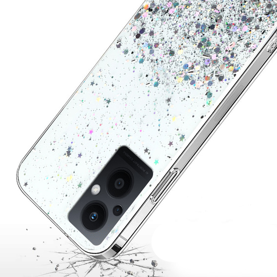Case for Oppo Reno7 Lite 5G, Glittery, transparent