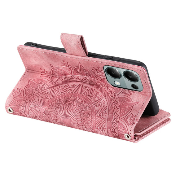 Flip case for Xiaomi Redmi Note 13 Pro 4G / Xiaomi Redmi Note 14S / Xiaomi Poco M6 Pro 4G, Mandala, pink rose gold