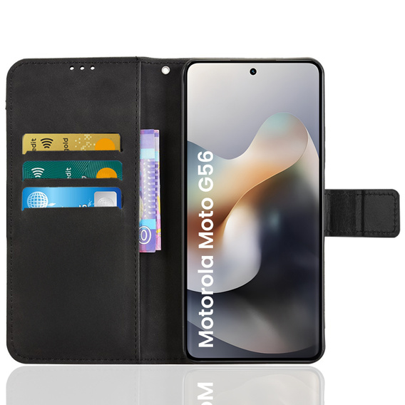 Flip case for Motorola Moto G56 5G, Crazy Horse Wallet, black