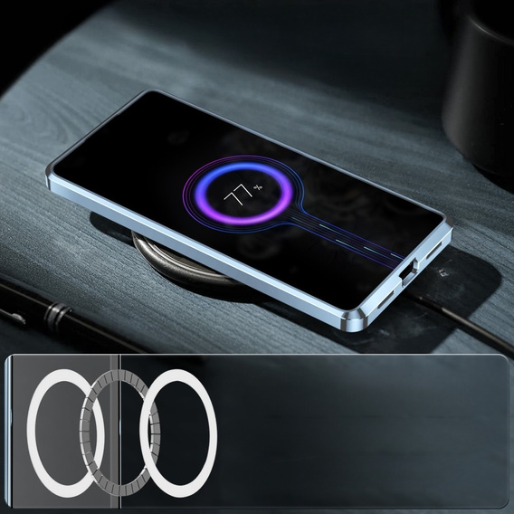 Camera Protection Case for Samsung Galaxy S23, CamShield MagSafe, transparent / blue