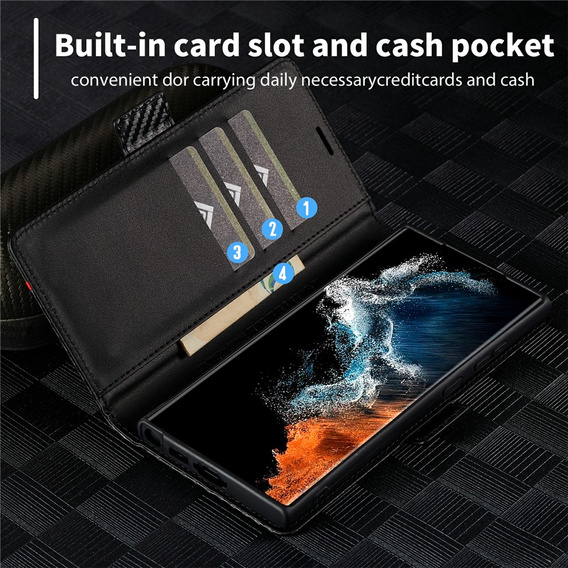 LC.IMEEKE Carbon flip case for Samsung Galaxy S26 Ultra, black